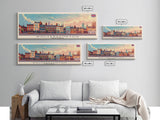 Wolverhampton United Kingdom Panoramic Travel Poster, Framed Canvas Print or Metal Wall Art, Travel Art, Home Decor, Panoramic Painting, Midcentury Art