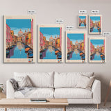 Venice Italy Travel Poster Framed Canvas Print, Midcentury Modern Art, Pop Art Wall Decor, Living Room Art, Vacation Gift