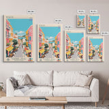 Volos Greece Travel Poster Framed Canvas Print, Midcentury Modern Art, Pop Art Wall Decor, Living Room Art, Vacation Gift