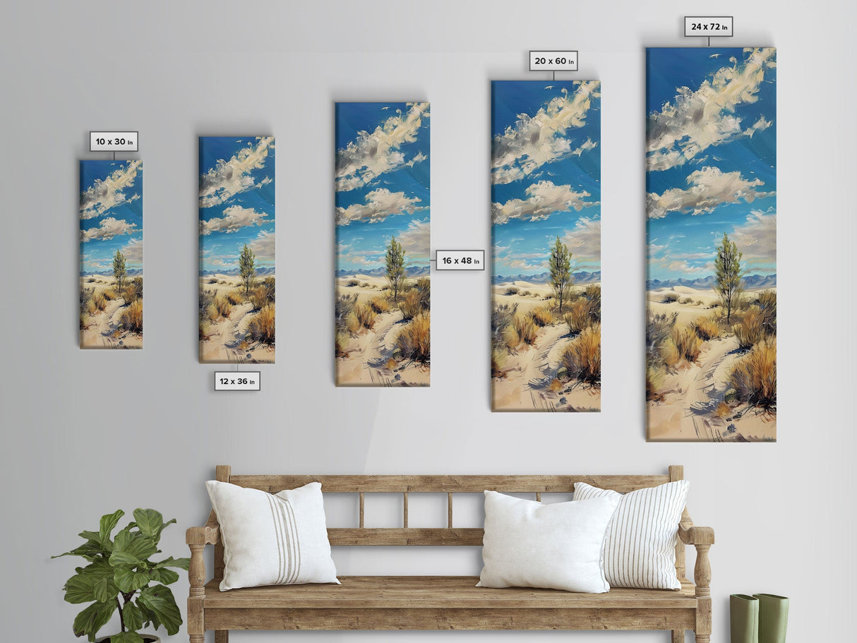 Western Mountain Landscape Canvas Painting Framed, Tall and Narrow Wall Art, Coastal Art Print for Office, Beach Landscape Art, Modern Art