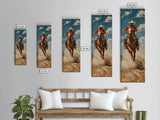 Modern Cowboy Canvas Art, Western Wall Art Framed and Printed, Horse Painting, Impasto Style Canvas Wall Art, Oversized Office Art for Him