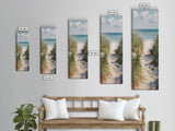 Tranquil Beach Path Art - Framed Canvas Print, Skinny Tall Art, Coastal Landscape Wall Art, Living Room Decor, Bedroom Art, Beach Pathway Painting