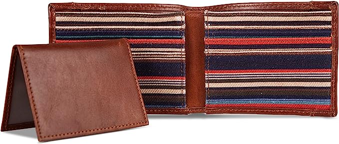 Cartera Passcase Pioneer de cuero y lona de algodón estampada de Eddie Bauer