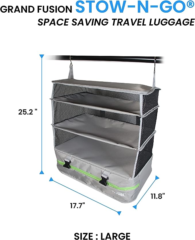 Estantes de viaje colgantes Stow N Go grandes en gris oscuro