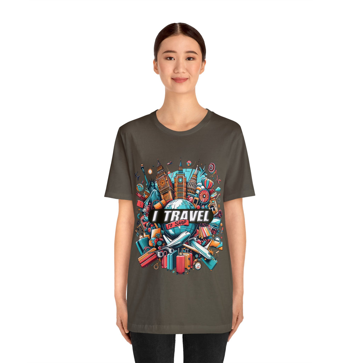 "I Travel To Shop" full color T-shirt