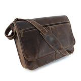 Flap Over Distress Brown Leather Laptop Messenger Bag  (771-20301)