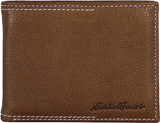 Cartera Passcase de cuero con puntadas superiores de Eddie Bauer