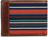 Cartera Passcase Pioneer de cuero y lona de algodón estampada de Eddie Bauer