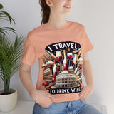 Camiseta "Viajo para beber vino" a todo color