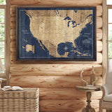 Push Pin USA Map Pin Board - Deep-Sea Drift - Pins Included!