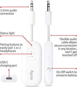 Airfly Duo - Connect Two Listing Devices - Wireless Adapter for Flying and more