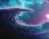 The Wave, Synthwave style ocean art, sunset in a wave, framed canvas print