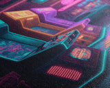 The Neon Arcade, Gamer Room Decor, Unique Game Room Art, Framed Canvas Print, Synthwave Style Art, Vaporwave Gamer Art, Retrowave Arcade