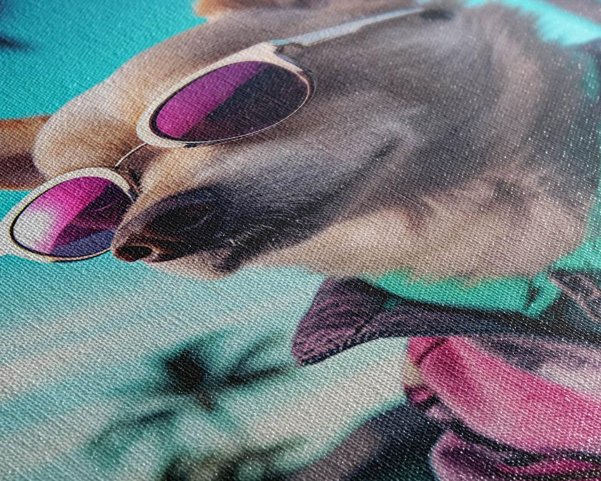 Chihuahua Wall Print, Dog Pink Sunglasses, Dog Wall Art, Animal Art, Funny Wall Art, Framed Wall Art, Framed Canvas, Wall Print, Wall Canvas