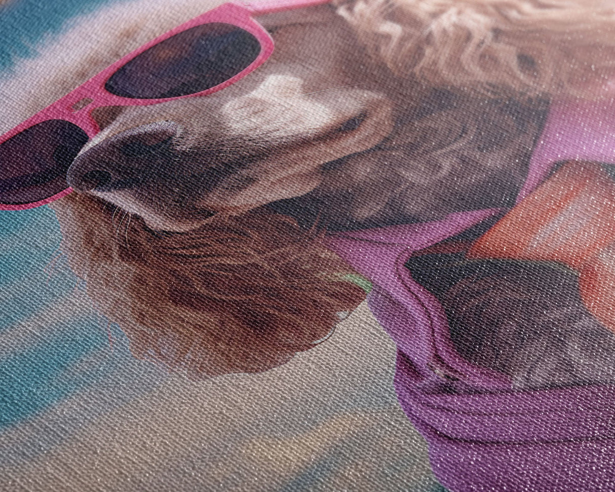 Poodle In Pink Shirt Sunglasses Wall Print, Beach Art, Dog Print, Dog Portrait, Framed Wall Art, Framed Canvas, Wall Print, Wall Canvas