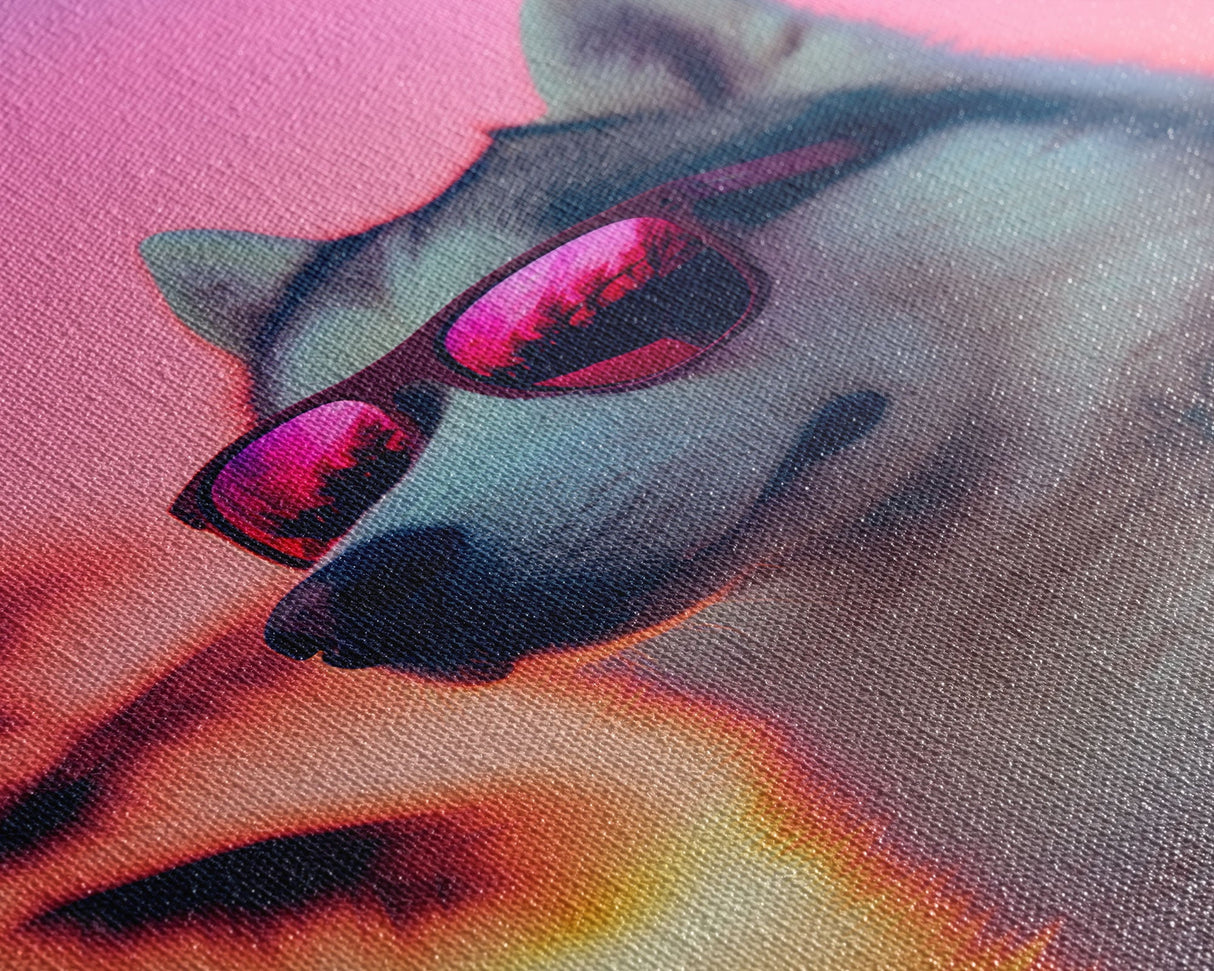 Siberian Husky In Pink Sunglasses Wall Print, Beach Art, Dog Print, Dog Portrait, Framed Wall Art, Framed Canvas, Wall Print, Wall Canvas