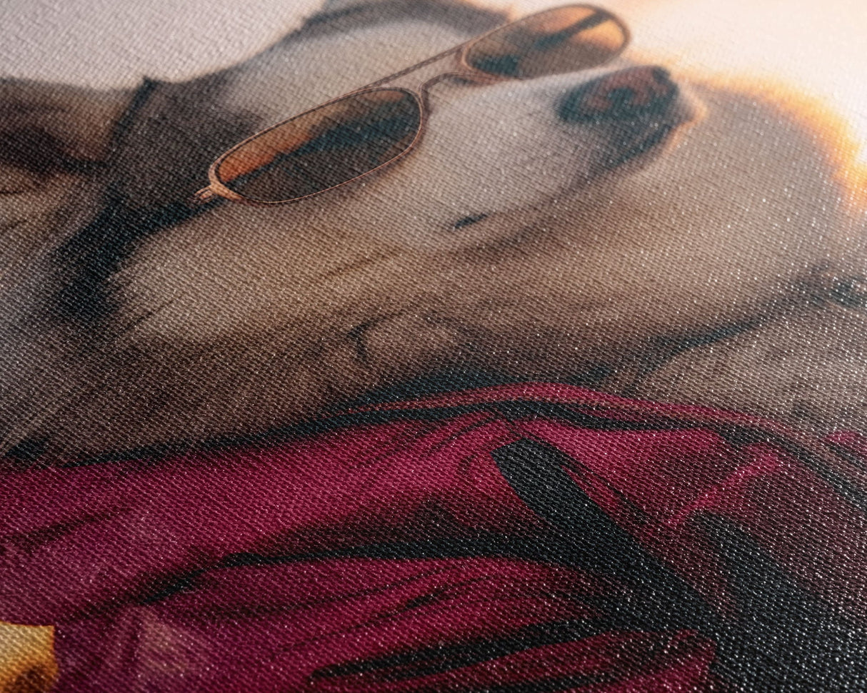 Siberian Husky In Pink Jacket Sunglasses Wall Print, Beach, Dog Print, Dog Portrait, Framed Wall Art, Framed Canvas, Wall Print, Wall Canvas