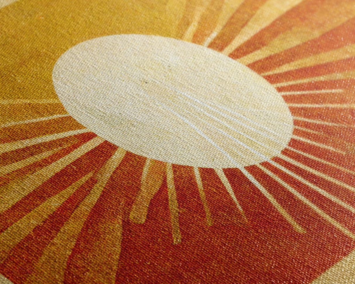 Abstract Midcentury Modern Sunburst, Canvas Print, Art Deco Style wall art, sun with sun rays, sun burst, boho style, ready to hang