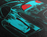 Teal Sports Car,  Abstract Urban Art, Cityscape Art, Dark Night Large Urban Art, City Skyline Wall Art, Panoramic, Wall Art, Canvas Print