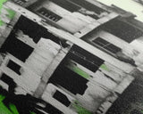 Torn Down Building Art Print, Ruins, Abandoned Structure, Green Background, Large Framed Canvas Print, Panoramic, Wall Art, Canvas Print