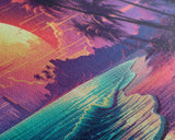 Outrun Vibes, Sunset Over The City and Beach, Palm Tree Decor, Game Room Art, Aesthetic Posters, Retro Art, 80s Vibes, 80s Art