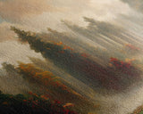 Hazy Forest Fantasy Art, Ready To Hang Canvas Print, Panoramic Art, Fog Covered Forest High Fantasy RPG Concept Art