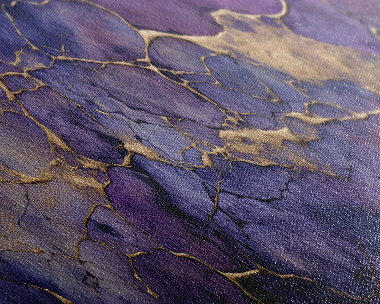 Purple and Gold Marble Canvas Wall Art, Abstract Canvas Art, Panoramic Art, Large Wall Art, Marble Wall Decor, Large Canvas Modern Art