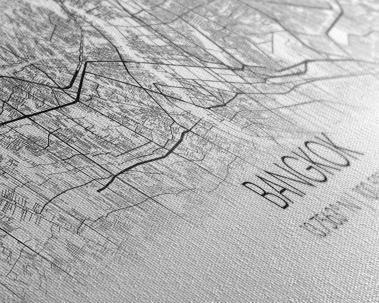 Panoramic Bangkok City Map, Thailand Art, Map Print, Minimalist Wall Art, Canvas Art, Housewarming Gift, Street Map Art, Closing Gift