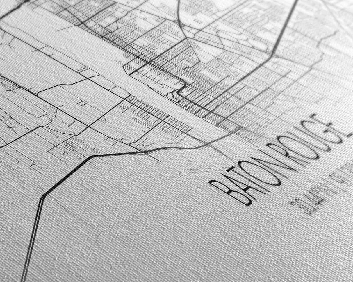 Panoramic Baton Rouge City Map, Louisiana Art, Map Print, Minimalist Wall Art, Canvas Art, Housewarming Gift, Street Map Art, Closing Gift