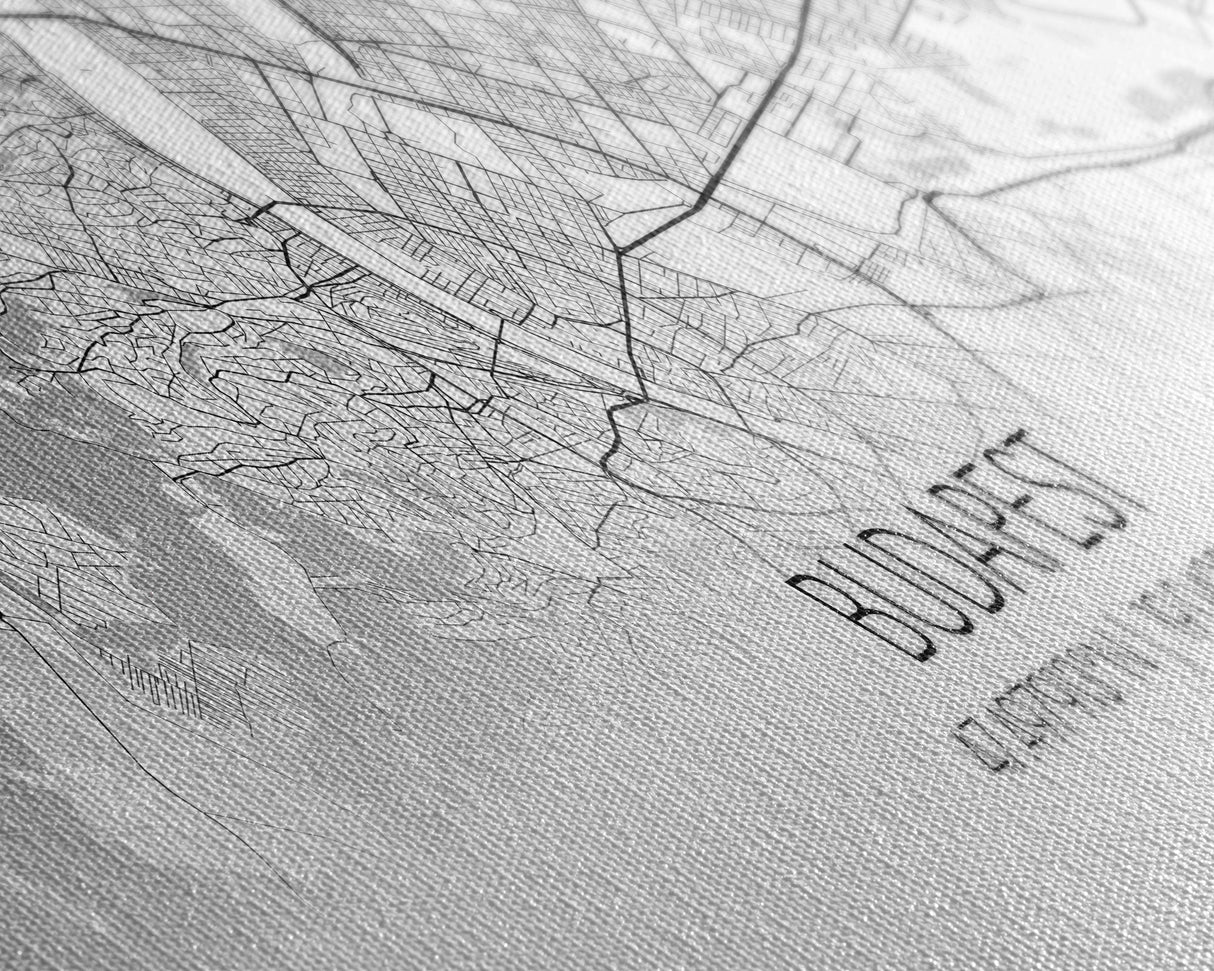 Panoramic Budapest  City Map, Hungary Art, Map Print, Minimalist Wall Art, Canvas Art, Housewarming Gift, Street Map Art, Closing Gift