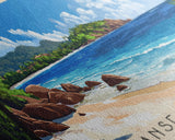 Anse Marron, Seychelles Panoramic Print, Vacation Gift, Seychelles Wall Art, Beach Painting, Beach Decor, Large Wall Art, Wood Frame Art