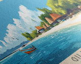 Gili Meno, Indonesia Panoramic Beach Print, Vacation Gift, Indonesia Wall Art, Beach Painting, Beach Decor, Beach Painting