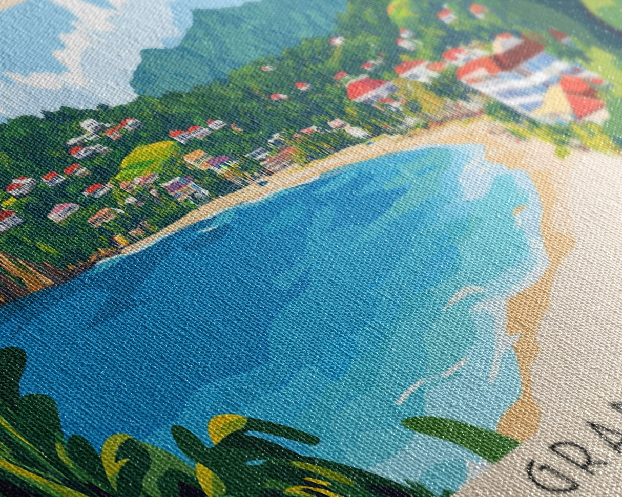 Grand Anse, Grenada Panoramic Print, Vacation Gift, Grenada Wall Art, Beach Painting, Beach Decor, Large Wall Art, Wood Frame Art