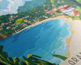 Grand Anse, Grenada Panoramic Print, Vacation Gift, Grenada Wall Art, Beach Painting, Beach Decor, Large Wall Art, Wood Frame Art