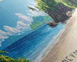 Honeymoon Beach, Fiji Panoramic Beach Print, Vacation Gift, Fiji Wall Art, Beach Painting, Beach Decor, Beach Painting