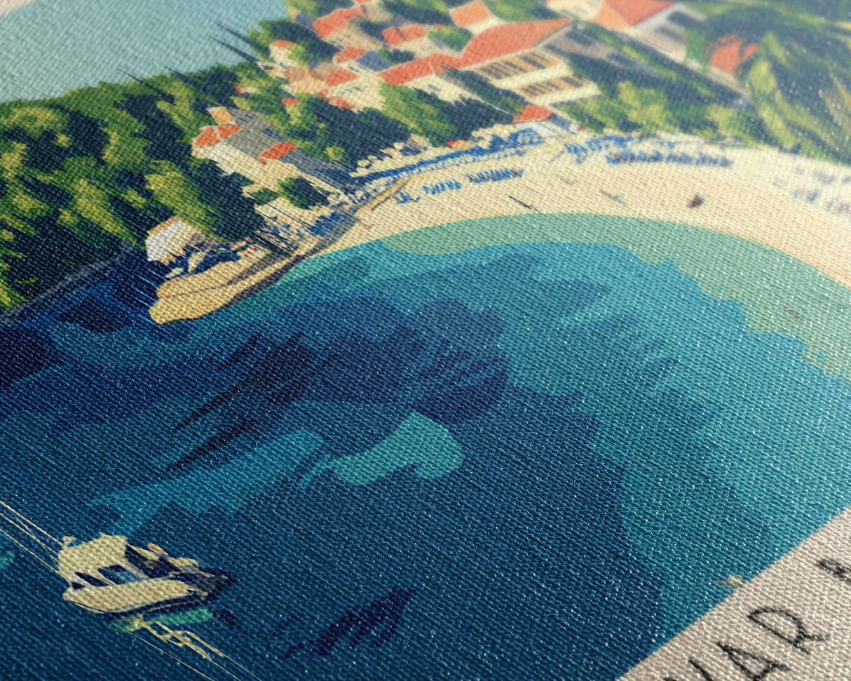 Hvar Beach Club, Croatia Panoramic Beach Print, Vacation Gift, Croatia Wall Art, Beach Painting, Beach Decor, Beach Painting