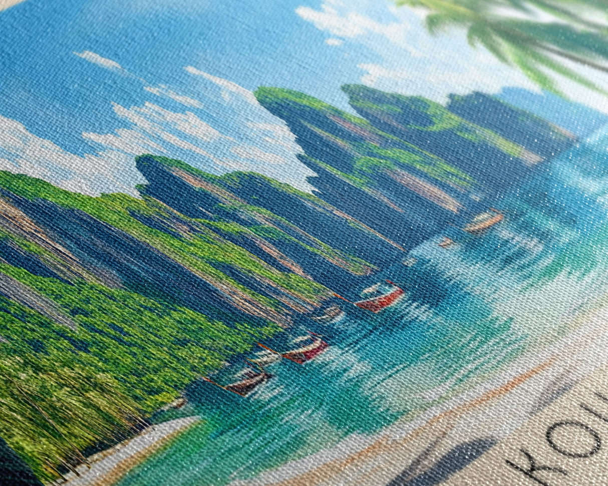 Koh Phi Phi, Thailand Panoramic Beach Print, Vacation Gift, Thailand Wall Art, Beach Painting, Beach Decor, Beach Painting