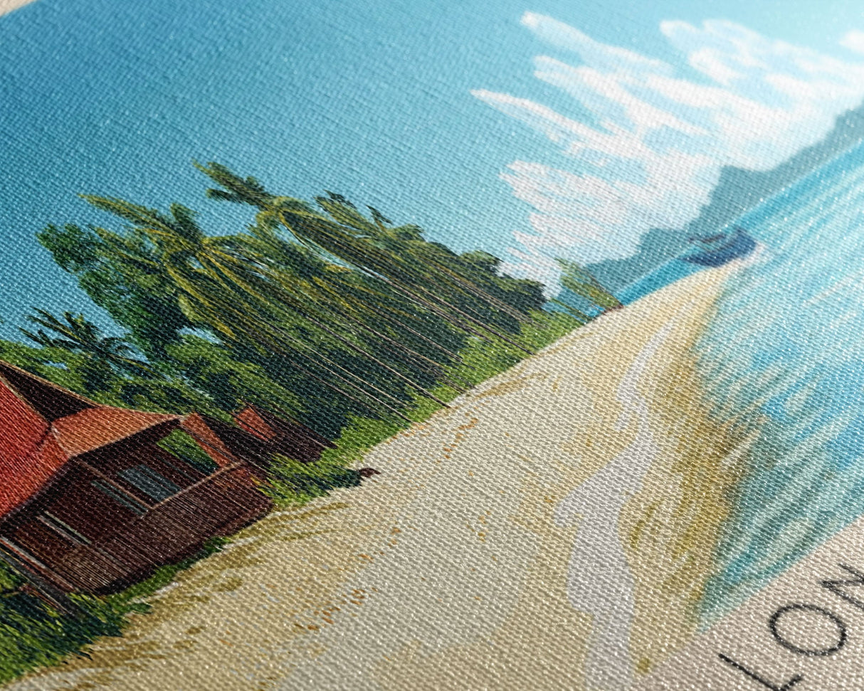 Long Beach, Cambodia Panoramic Beach Print, Vacation Gift, Cambodia Wall Art, Beach Painting, Beach Decor, Beach Painting