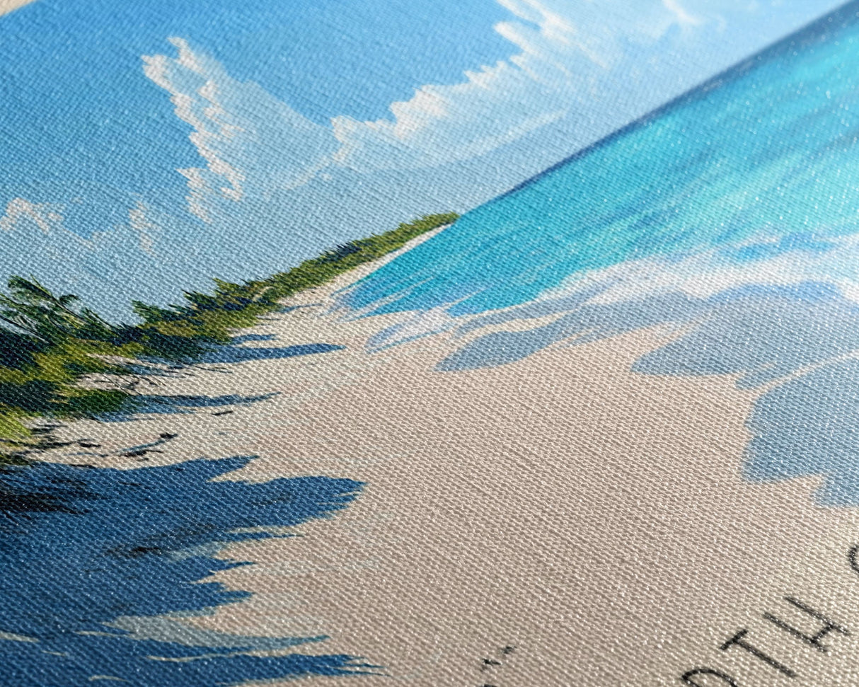 North Creek Beach, Turks and Caicos Panoramic Beach Print, Vacation Gift, Turks and Caicos Wall Art, Framed Canvas Print, Framed Beach Painting