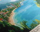 Ocho Rios Bay, Jamaica Panoramic Print, Vacation Gift, Jamaica Wall Art, Beach Painting, Beach Decor, Large Wall Art, Wood Frame Art