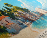 Paradise Beach, Croatia Panoramic Print, Vacation Gift, Croatia Wall Art, Beach Painting, Beach Decor, Large Wall Art, Wood Frame Art