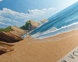 Pedn Vounder Beach, United Kingdom Panoramic Beach Print, Vacation Gift, United Kingdom Wall Art, Beach Painting, Beach Decor, Beach Painting