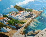 Platys Gialos, Greece Panoramic Beach Print, Vacation Gift, Greece Wall Art, Beach Painting, Beach Decor, Beach Painting