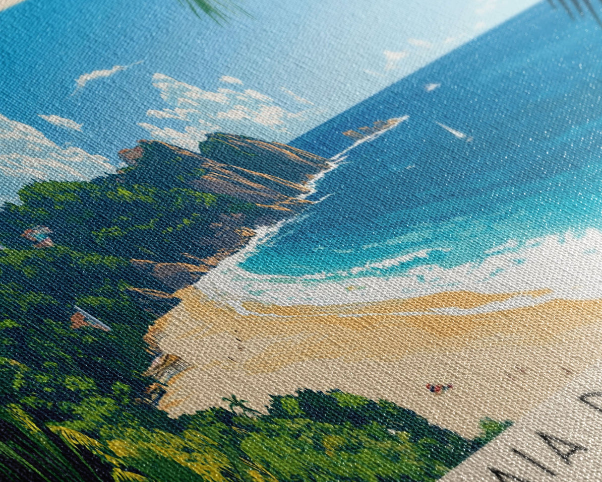 Praia do Sancho, Brazil Panoramic Beach Print, Vacation Gift, Brazil Wall Art, Beach Painting, Beach Decor, Beach Painting