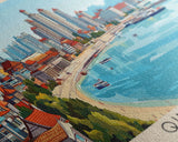 Qingdao, China Panoramic Beach Print, Vacation Gift, China Wall Art, Beach Painting, Beach Decor, Beach Painting