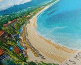 Sandals Montego Bay Beach, Jamaica Panoramic Print, Vacation Gift, Jamaica Wall Art, Beach Painting, Beach Decor, Large Wall Art, Wood Frame Art