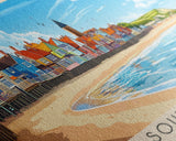 Southwold, United Kingdom Panoramic Print, Vacation Gift, United Kingdom Wall Art, Beach Painting, Beach Decor, Beach Or Lakehouse Art