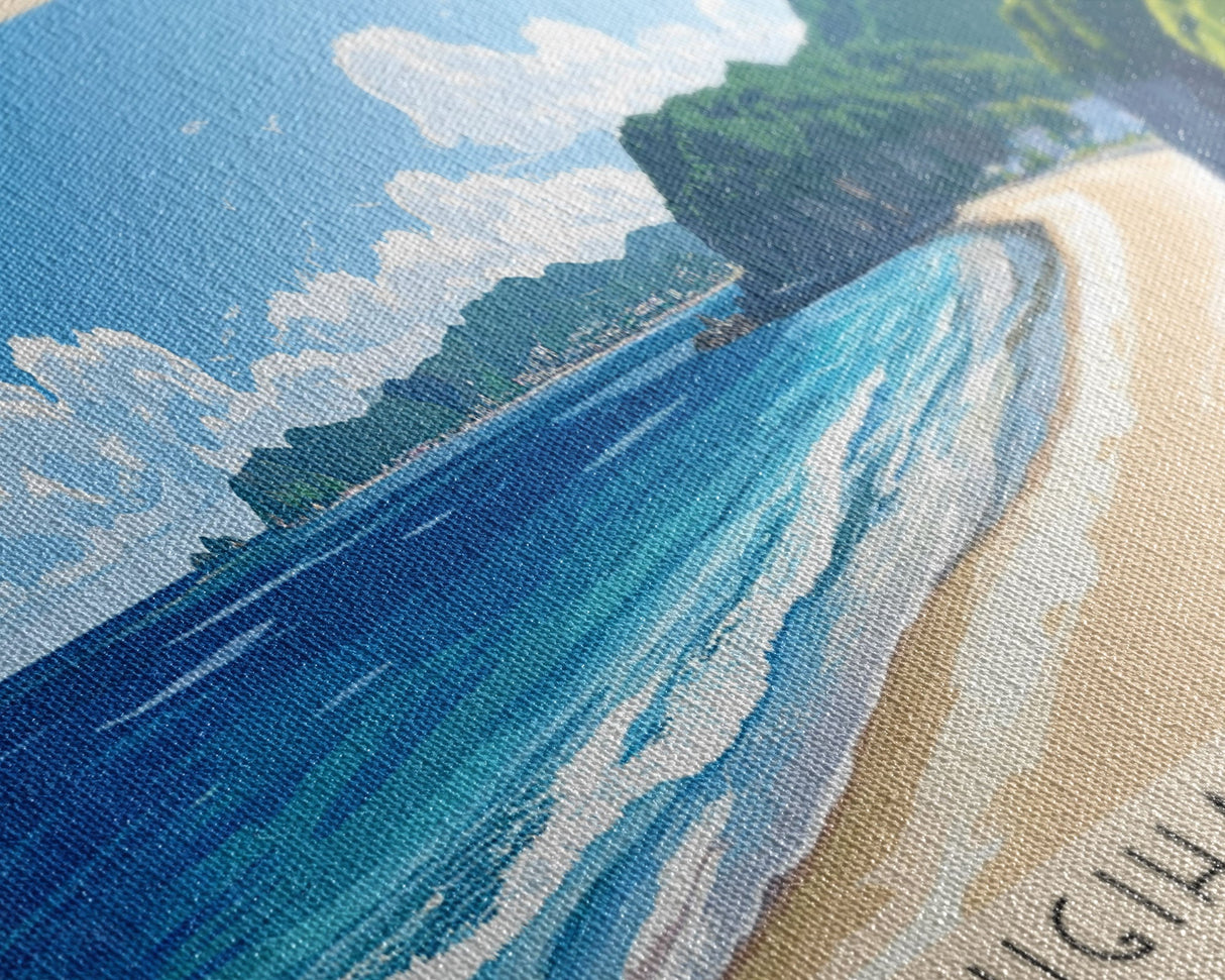 Yugihama Beach, Japan Panoramic Beach Print, Vacation Gift, Japan Wall Art, Beach Painting, Beach Decor, Beach Painting