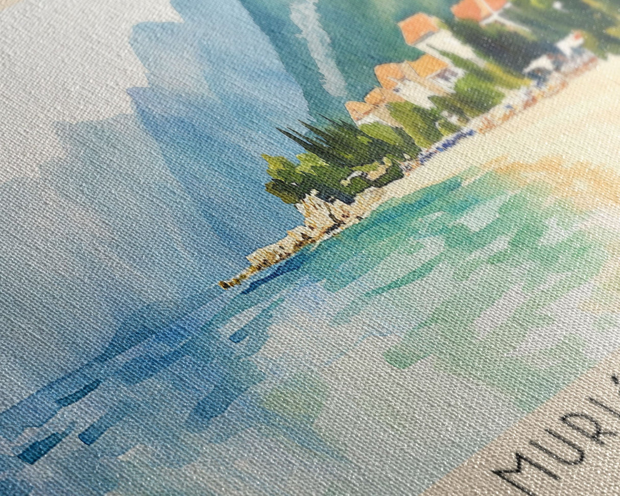 Murići Beach, Montenegro Watercolor Beach Print, Vacation Gift, Montenegro Wall Art, Beach Painting, Beach Decor, Beach Painting