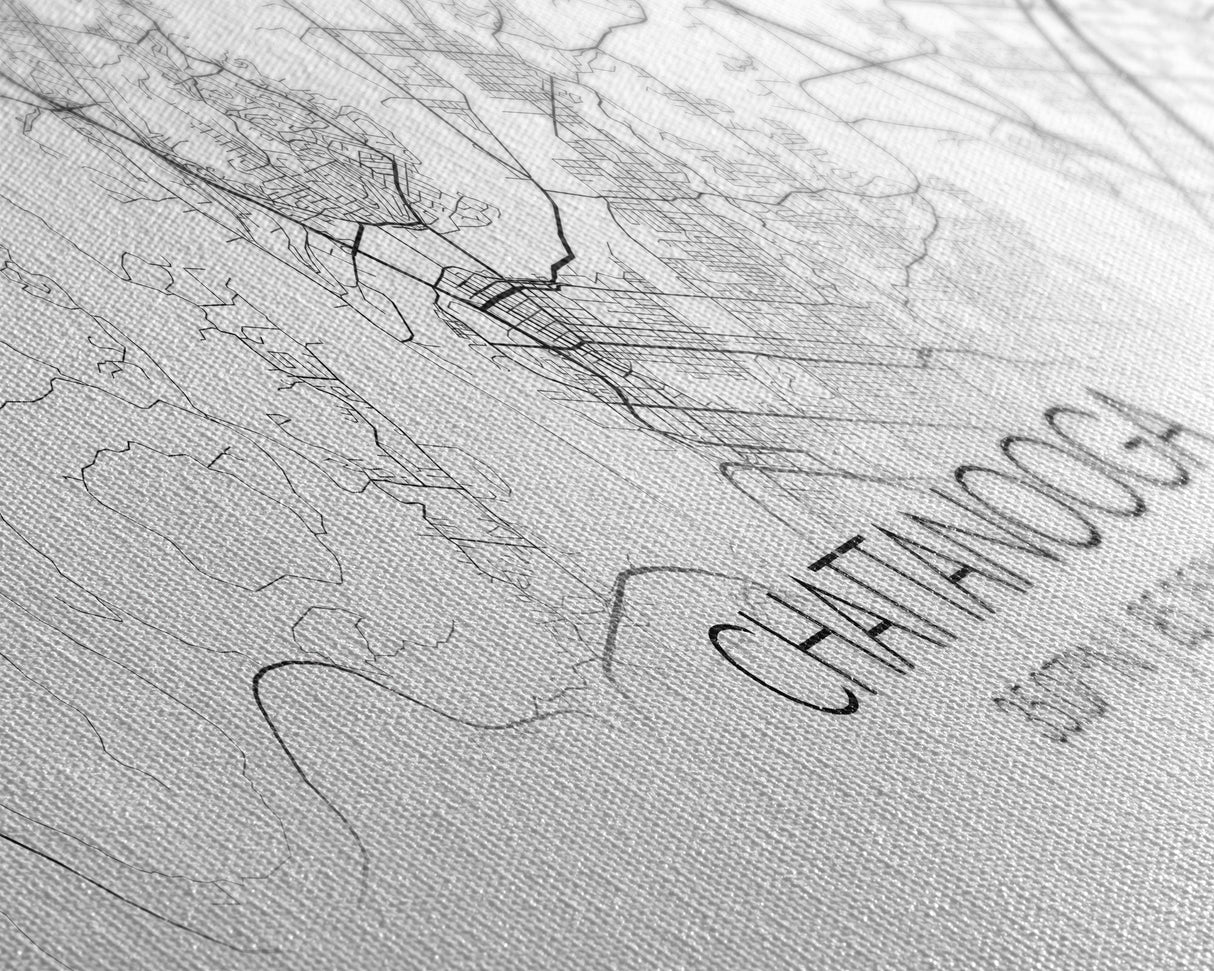 Panoramic Chattanooga City Map, Tennessee Art, Map Print, Minimalist Wall Art, Canvas Art, Housewarming Gift, Street Map Art, Closing Gift